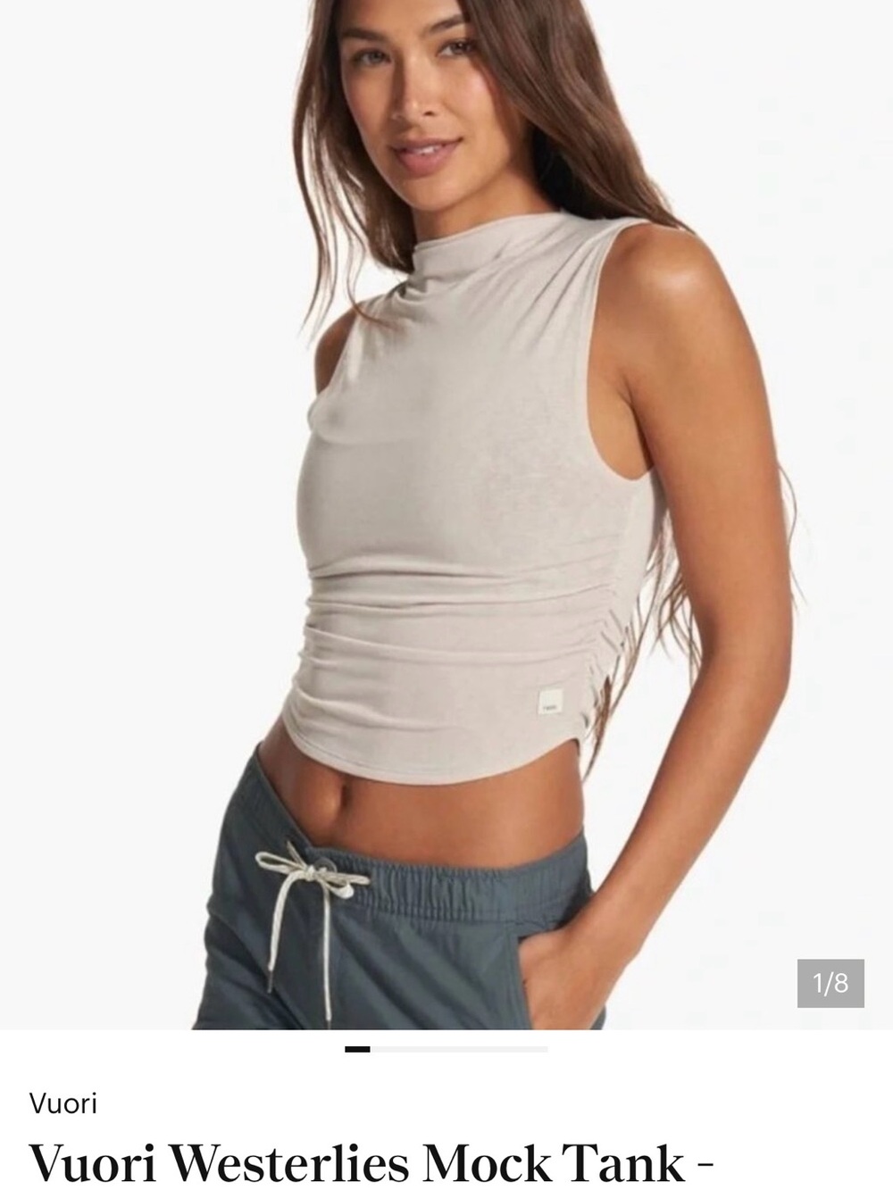 Vuori Westerlies Mock Neck Tank in Light Taupe